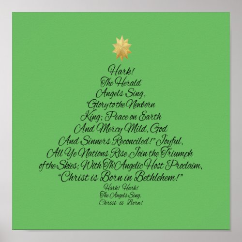 Hark the Herald Angels Sing Christmas Tree Poster