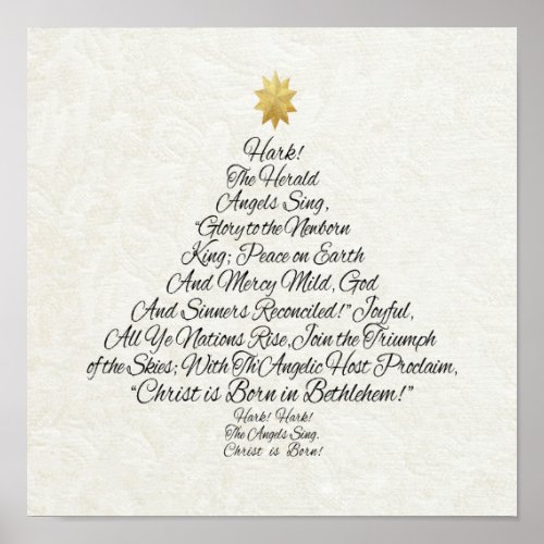 Hark the Herald Angels Sing Christmas Tree Poster