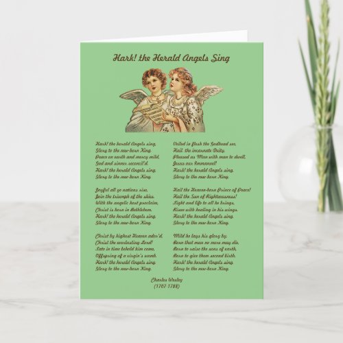 Hark the Herald Angels Sing Lyrics Christmas Holiday Card