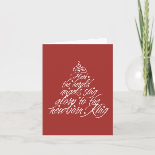 Hark the Herald Christmas carol lyric tree red Holiday Card