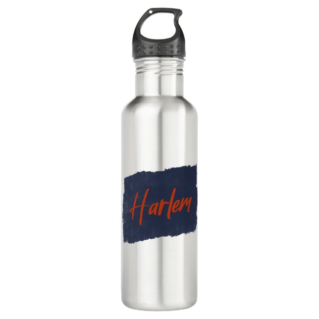 Harlem Handwritten Red Typography  Stainless Steel Water Bottle (Front)