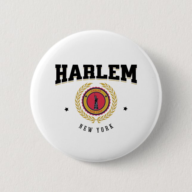 Harlem New York Black Button (Front)