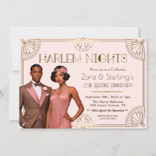Harlem Nights African American Wedding Anniversary Invitation