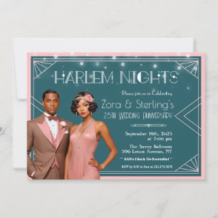 Harlem Nights African American Wedding Anniversary Invitation