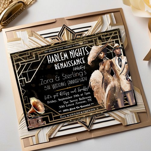 Harlem Nights Gatsby 1920s African American  Invitation