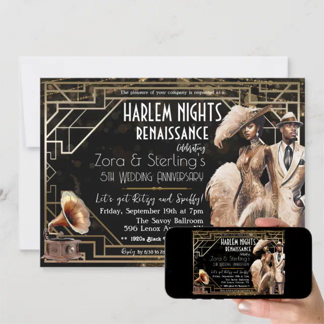 Harlem Nights Gatsby 1920s African American Invitation | Zazzle