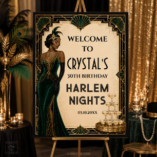 Harlem Nights Roaring 20s Emerald Green Art Deco Foam Board