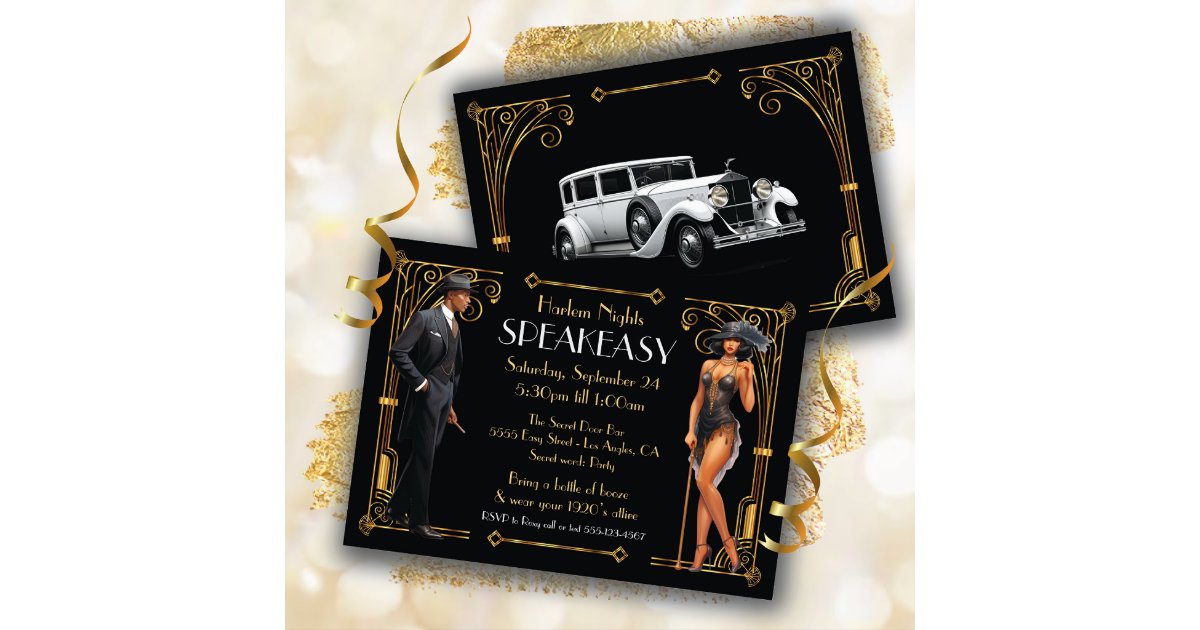 Harlem Nights Speakeasy Flapper Great Gatsby Invitation | Zazzle