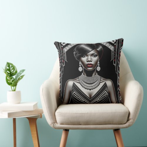Harlem Renaissance 1920s_1930s Art Deco_Anne Throw Pillow