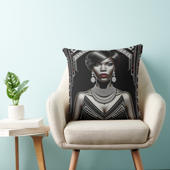 Harlem Renaissance 1920s-1930s Art Deco-Anne Throw Pillow (Chair)