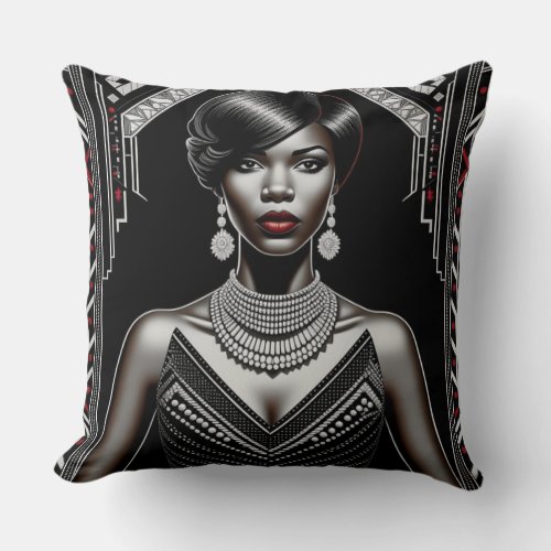 Harlem Renaissance 1920s_1930s Art Deco_Anne Throw Pillow