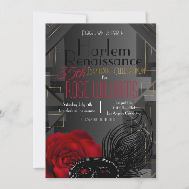 Harlem Renaissance Birthday Invitation (Front)