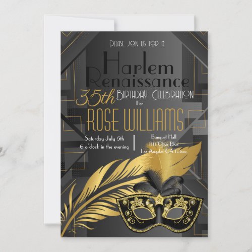 Harlem Renaissance Birthday Invitation