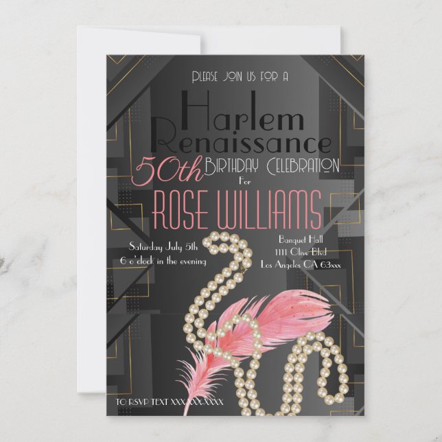 Harlem Renaissance Birthday Invitation (Front)