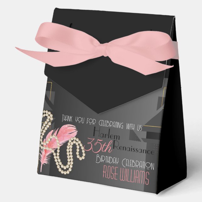 Harlem Renaissance Birthday Invitation Favor Boxes (Front)