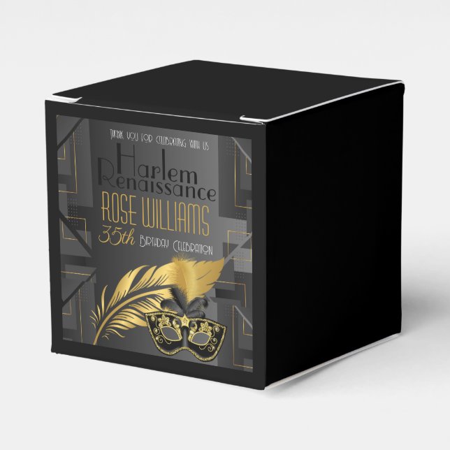 Harlem Renaissance Birthday Invitation Favor Boxes (Front Side)