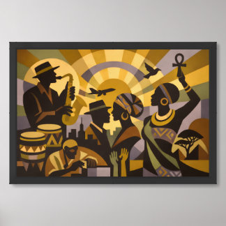 Harlem Renaissance–Inspired Modernist Mural Art | Framed Art