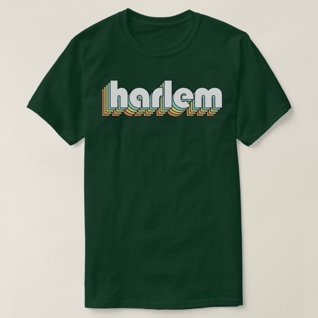 Harlem Retro Rainbow Typography Faded Style T-Shirt (Design Front)