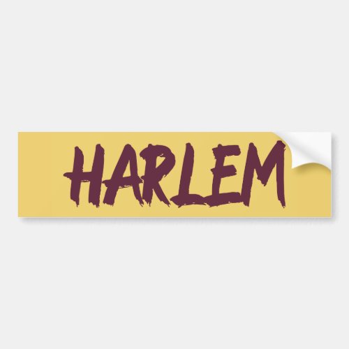 Harlem Text Base Design on Yellow Background   Bum Bumper Sticker