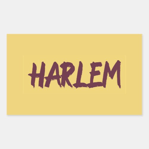 Harlem Text Base Design on Yellow Background Rectangular Sticker