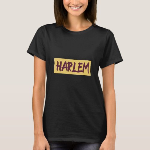 Harlem Text Base Design on Yellow Background T_Shirt