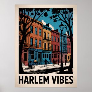 Harlem Vibes Colorful Brownstone Art Poster