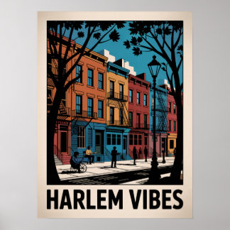 Harlem Vibes Colorful Brownstone Art Poster