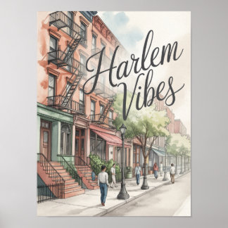 Harlem Vibes Watercolor Illustration Poster