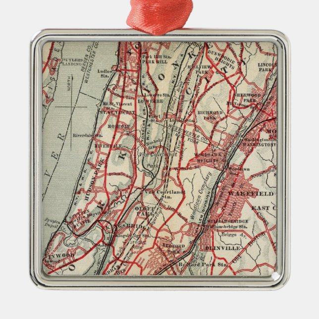 Harlem, Yonkers, Pelham Manor, New York Metal Ornament (Front)