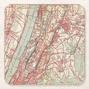 Harlem, Yonkers, Pelham Manor, New York Square Paper Coaster