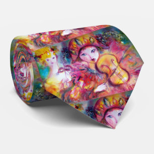 HARLEQUIN AND COLOMBINA CARNIVAL Watercolor Neck Tie