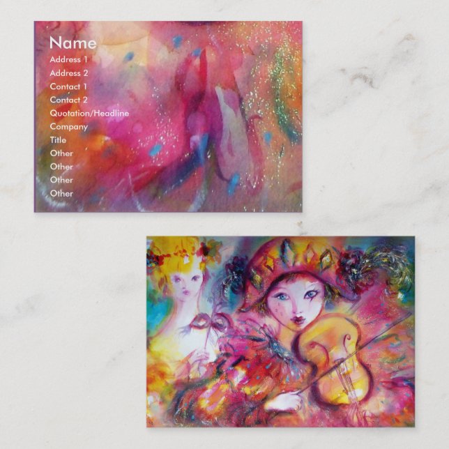 HARLEQUIN AND COLUMBINE Music,Decor,Theater Artist Business Card (Front/Back)