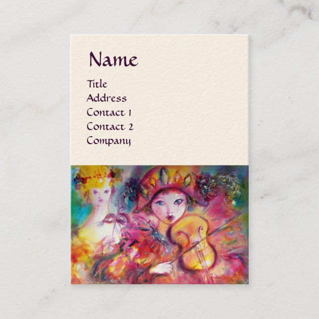 HARLEQUIN AND COLUMBINE Music,Decor,Theater Artist Business Card (Front)