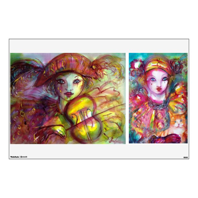 HARLEQUIN AND PIERO WITH CAT WALL DECAL (Front)