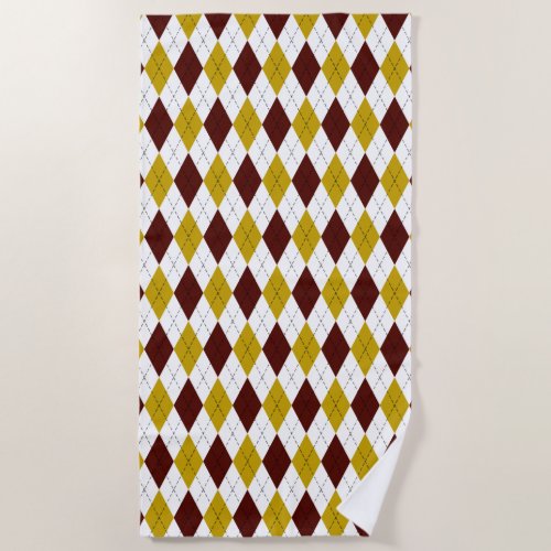 Harlequin Argyle Diamond in Garnet and Gold Beach Towel