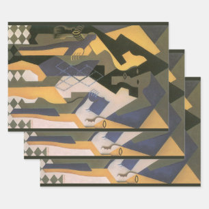 Harlequin at a Table by Juan Gris, Vintage Cubism Wrapping Paper Sheets