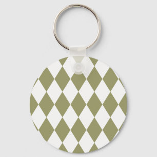 Harlequin Avocado and White Keychain