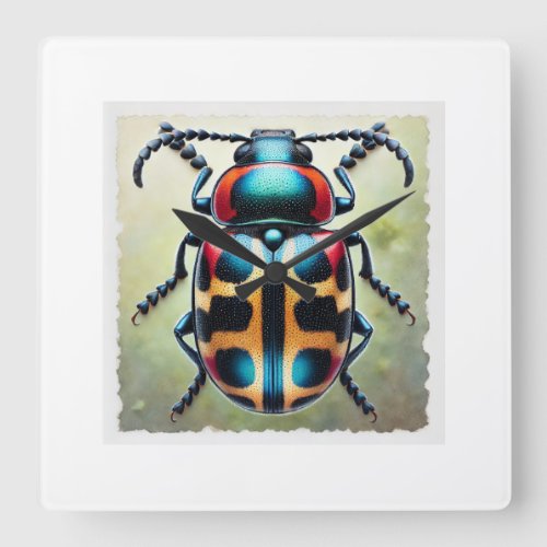 Harlequin Beetle 290624IREF109 _ Watercolor Square Wall Clock