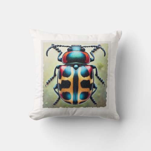 Harlequin Beetle 290624IREF109 _ Watercolor Throw Pillow