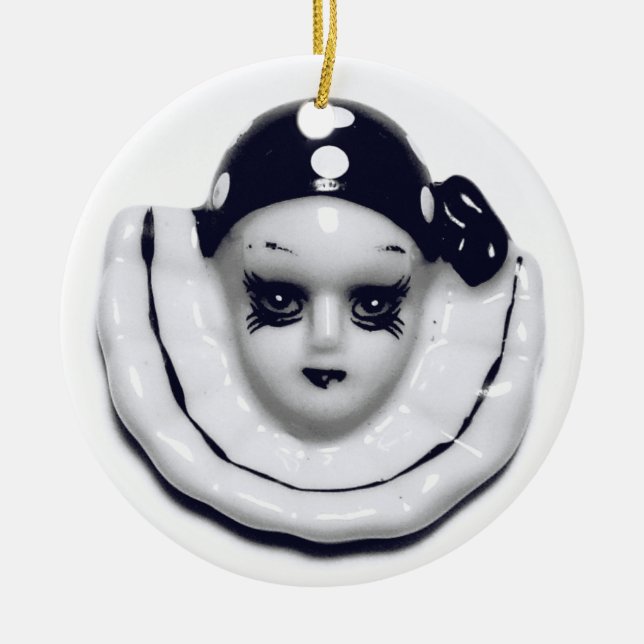 Harlequin Black and White Ceramic Ornament (Front)