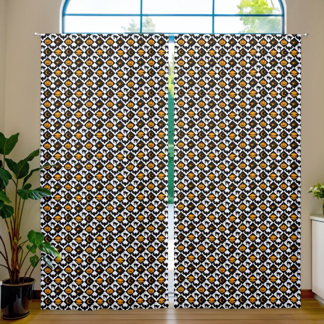 Harlequin Black and White Diamond Pattern Blackout Curtains (Living Room)