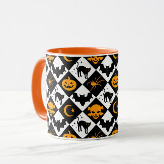 Harlequin Black and White Diamond Pattern Mug