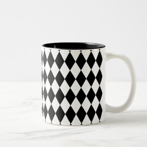 Harlequin Black and White Two_Tone Coffee Mug