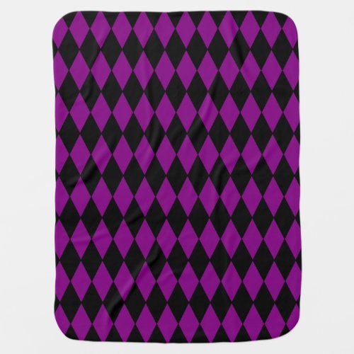 harlequin black purple baby blanket