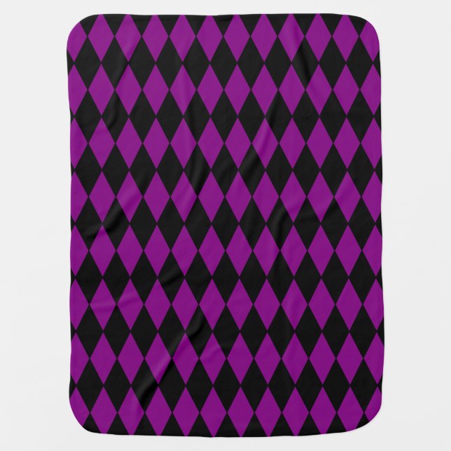 harlequin black purple baby blanket (Front)
