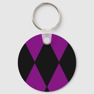harlequin black purple keychain