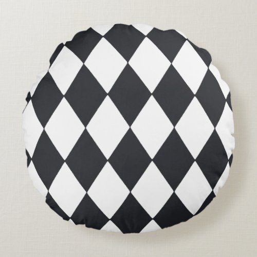 Harlequin Black Round Pillow