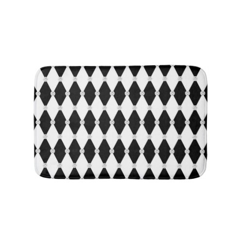 Harlequin Black White Rhombus Diamond Shape Bath Mat