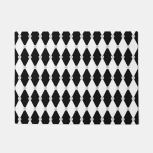 Harlequin Black White Rhombus Diamond Shape Doormat