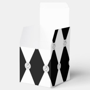 Harlequin Black White Rhombus Diamond Shape Favor Boxes